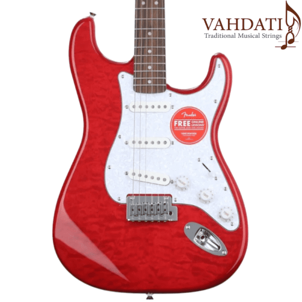 Remove-bg.ai_1733784823519 گیتار مدل Squier Affinity FSR Stratocaster QMT - Crimson Red Transparent - Image 3