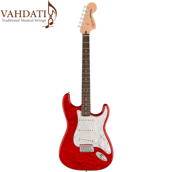 Remove-bg.ai_1733784837495 گیتار مدل Squier Affinity FSR Stratocaster QMT - Crimson Red Transparent - Image 1